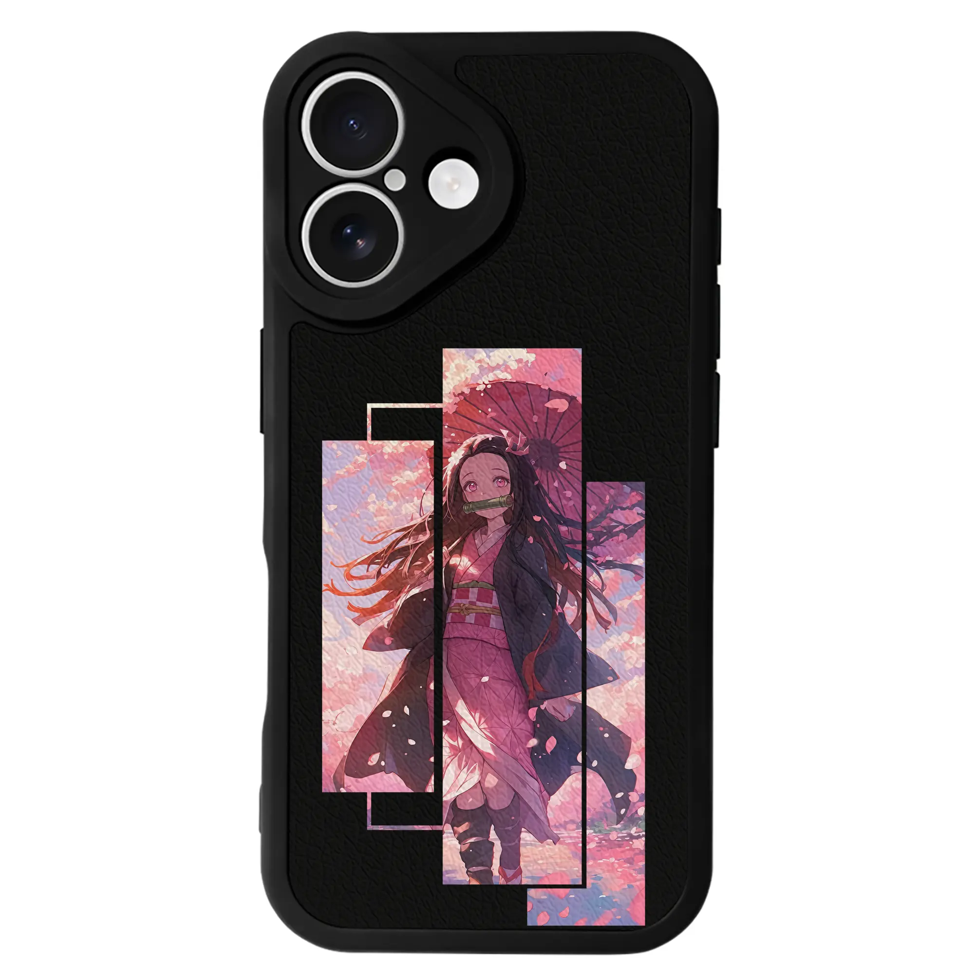 鬼滅の刃 グッズ,竈門 禰豆子 - IPhone 16シリーズ対応 ・ シリコンスマホケース ・ レザー調 ・ 高精度フィット ・ 耐衝撃 ・ ワイヤレス充電対応 ・ 精密カット